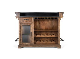 GINER Y COLOMER Mueble bar marrón en madera de mango, granito y metal